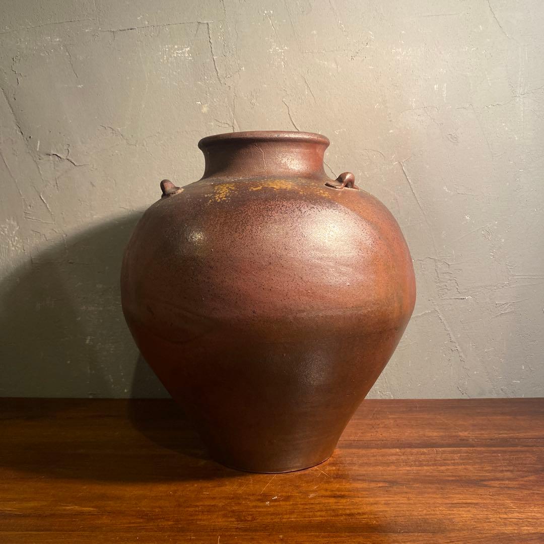 丹波焼 甕 三耳壺 花器 花入 美術品 骨董品 備前焼 在銘 コレクション