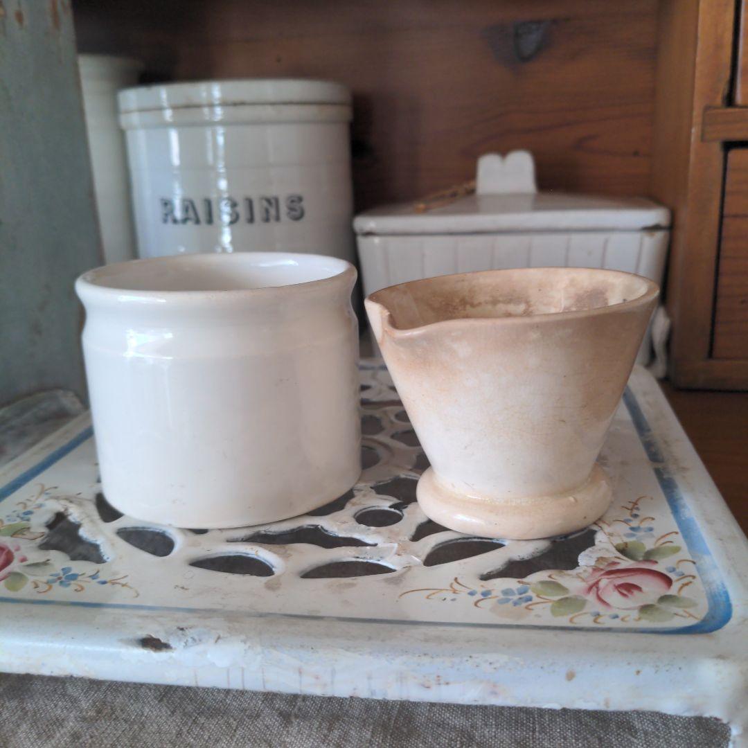 クレイユモントロー可愛いコンフィチュールポット TABLESPOONSミルク色