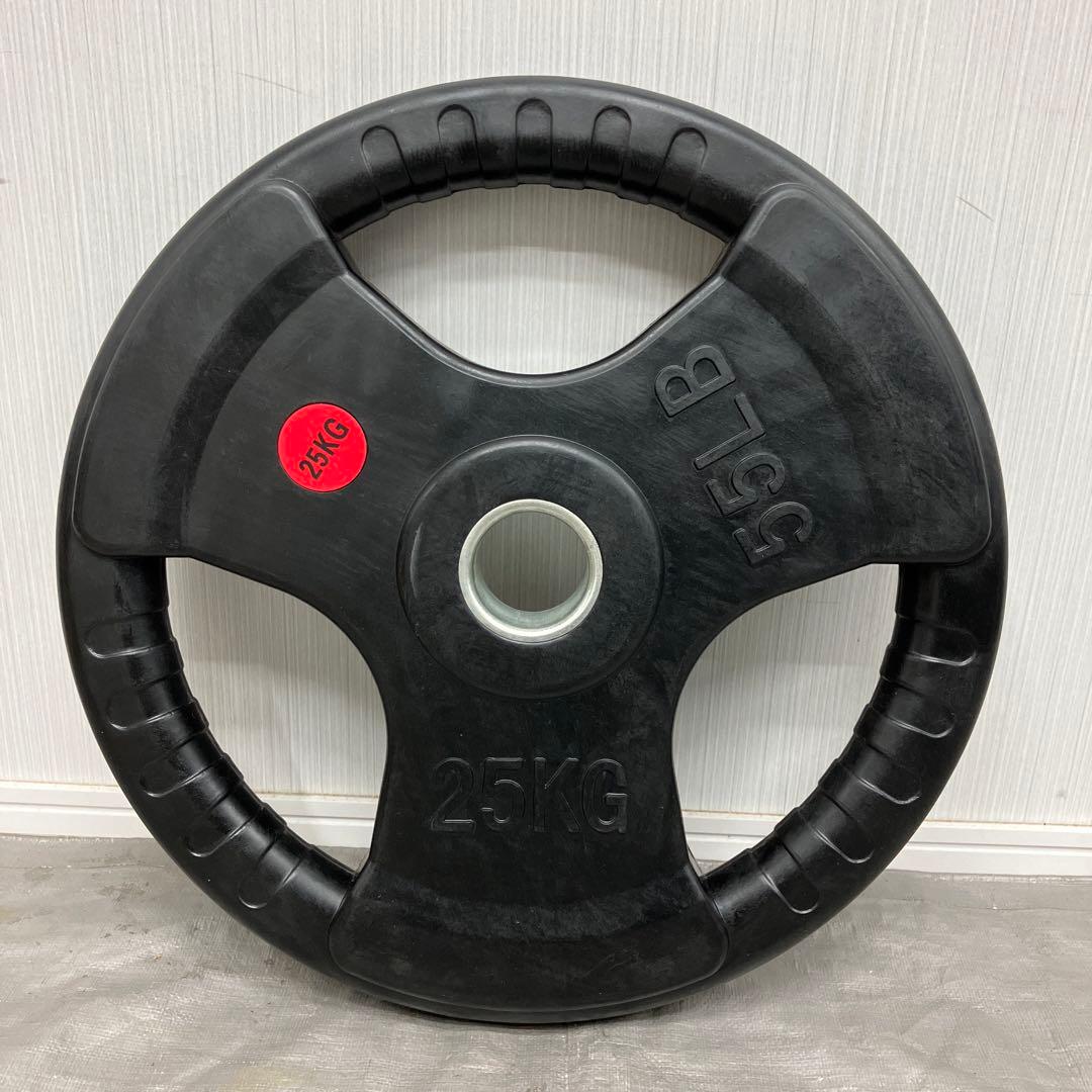 ★25kg×8枚 バーベルプレート ラバーコーティング オリンピックバー用