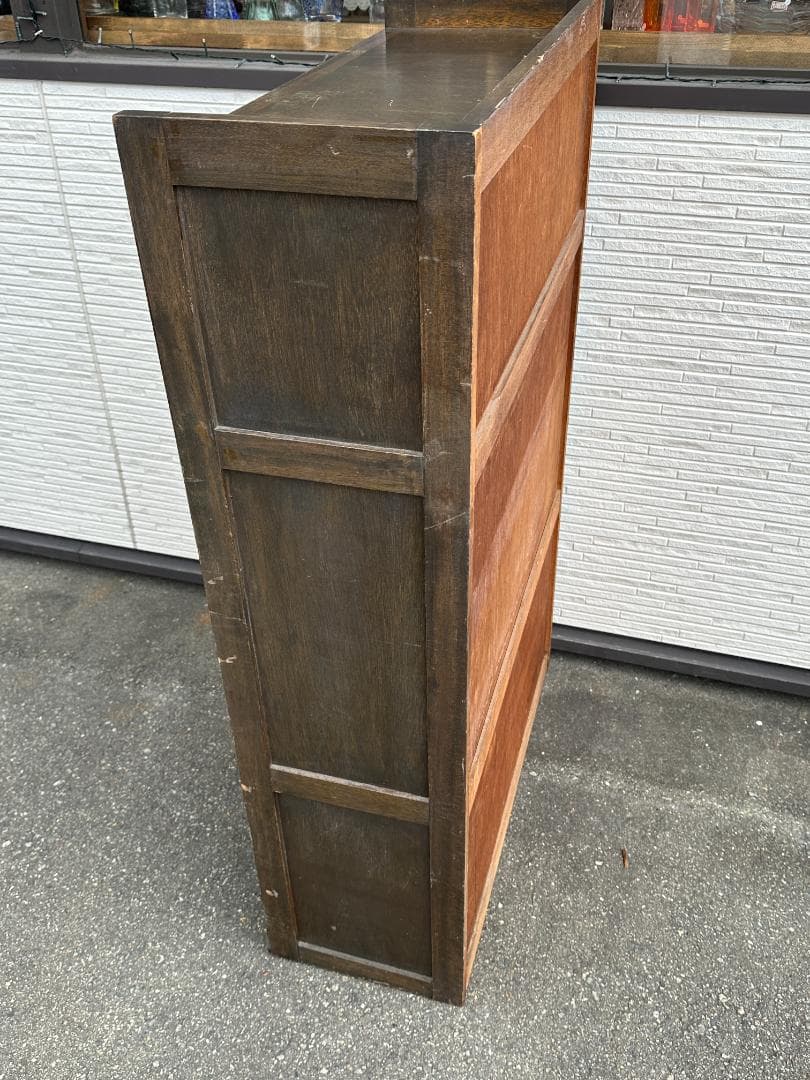 アンティーク 木製 ガラス戸棚 本棚 ブラウン インテリア ビンテージ 古家具