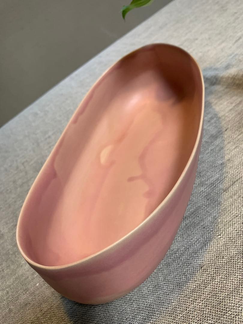 クリスチャンヌ　ペロション オーバル舟形　ピンク釉 初期作品　有元葉子　極美品
