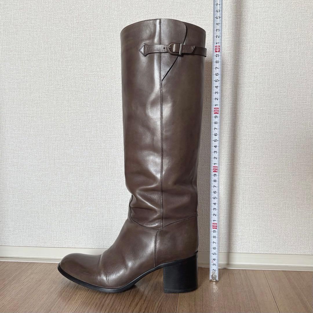 SARTORE★サルトル37.5 ダークブラウン 本革 ロングブーツ