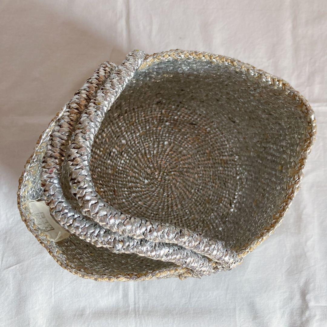 RECTANGLE シルバーバッグ かごバッグ レクタングル　スモールトート