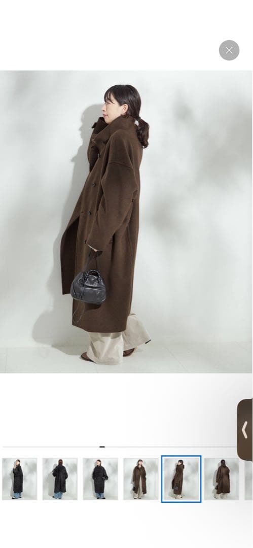 ブラウン ウール混紡 オーバーサイズコート