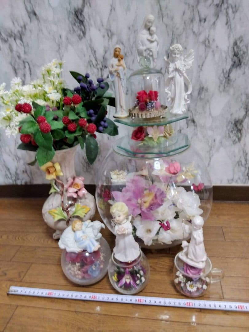 ☆マリア・エンゼル像・クリスチャン・キリスト・天使・花オブジェ☆カポディモンテ