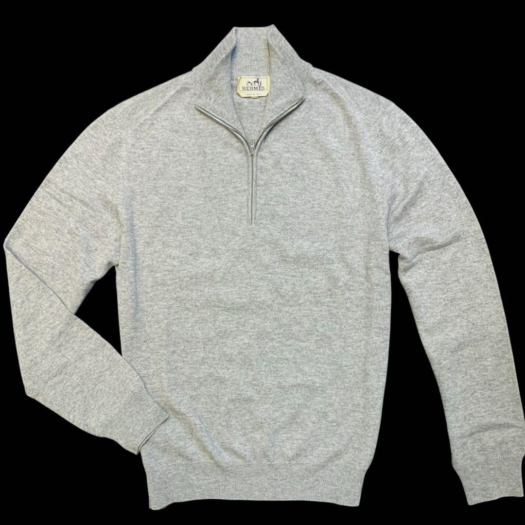 ✨美品正規品✨HERMES(エルメス)カシミヤ100%グレージップアップセーター
