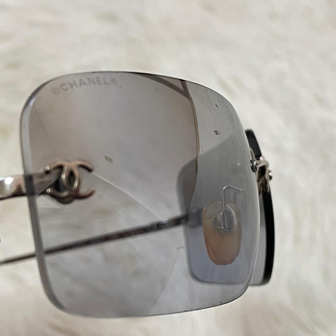 希少 シャネル 4017 ココマーク リムレス サングラス シルバー 62□17