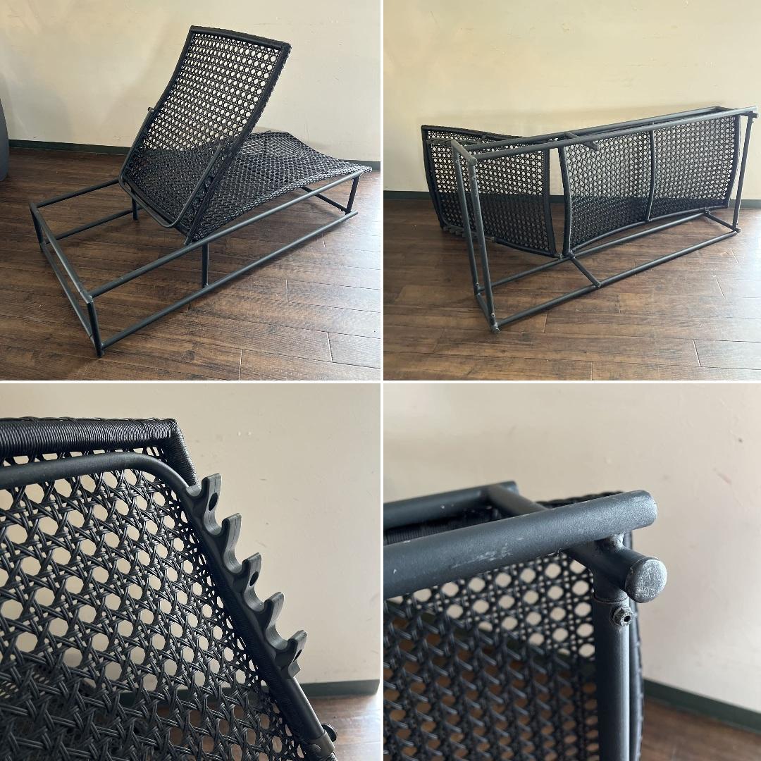 k246r124 ラタン調 黒いガーデンチェア・ラウンジチェア リクライニング