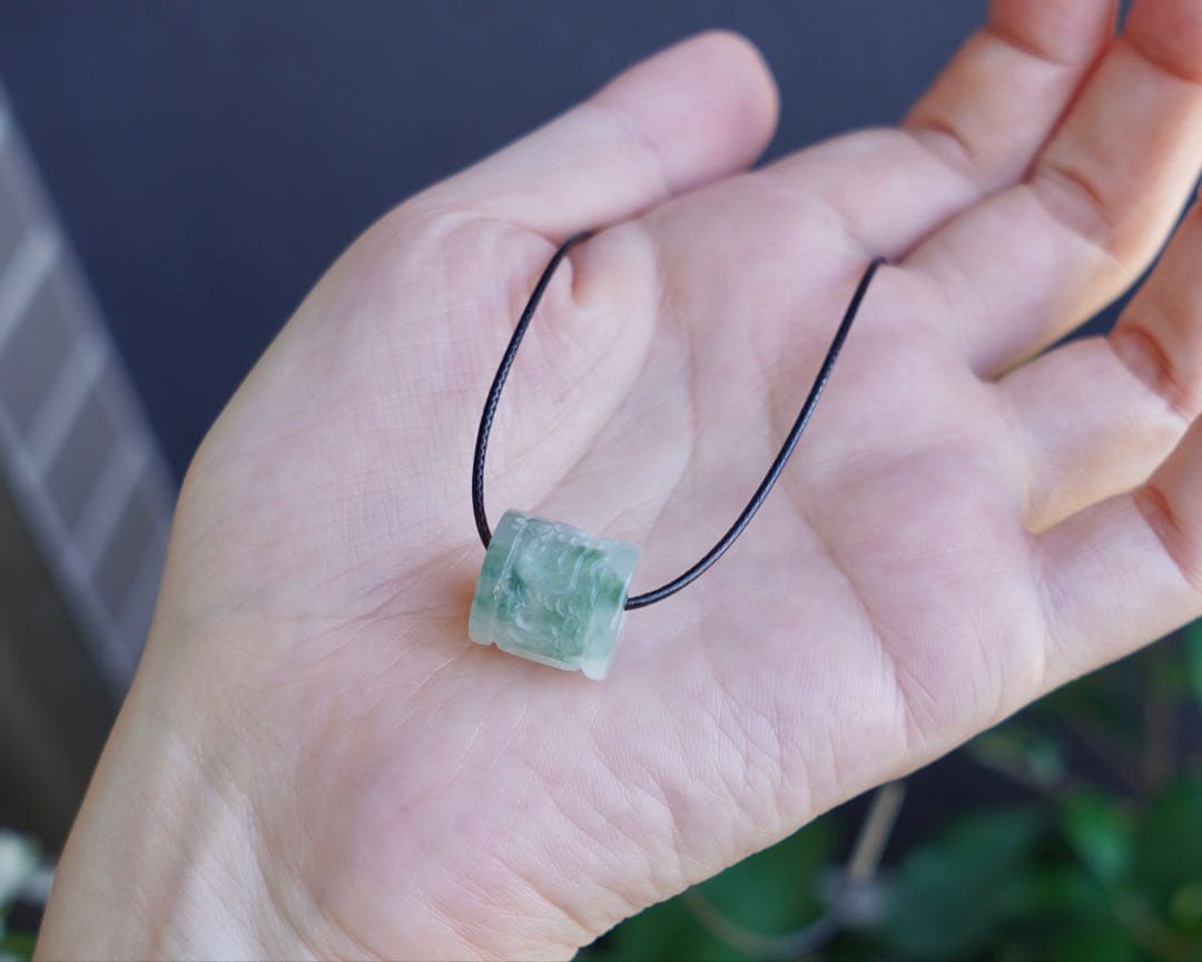 ☘本翡翠　氷種❄️六字真言　ルース⭐️路路通⭐️ネックレス　新品 0155