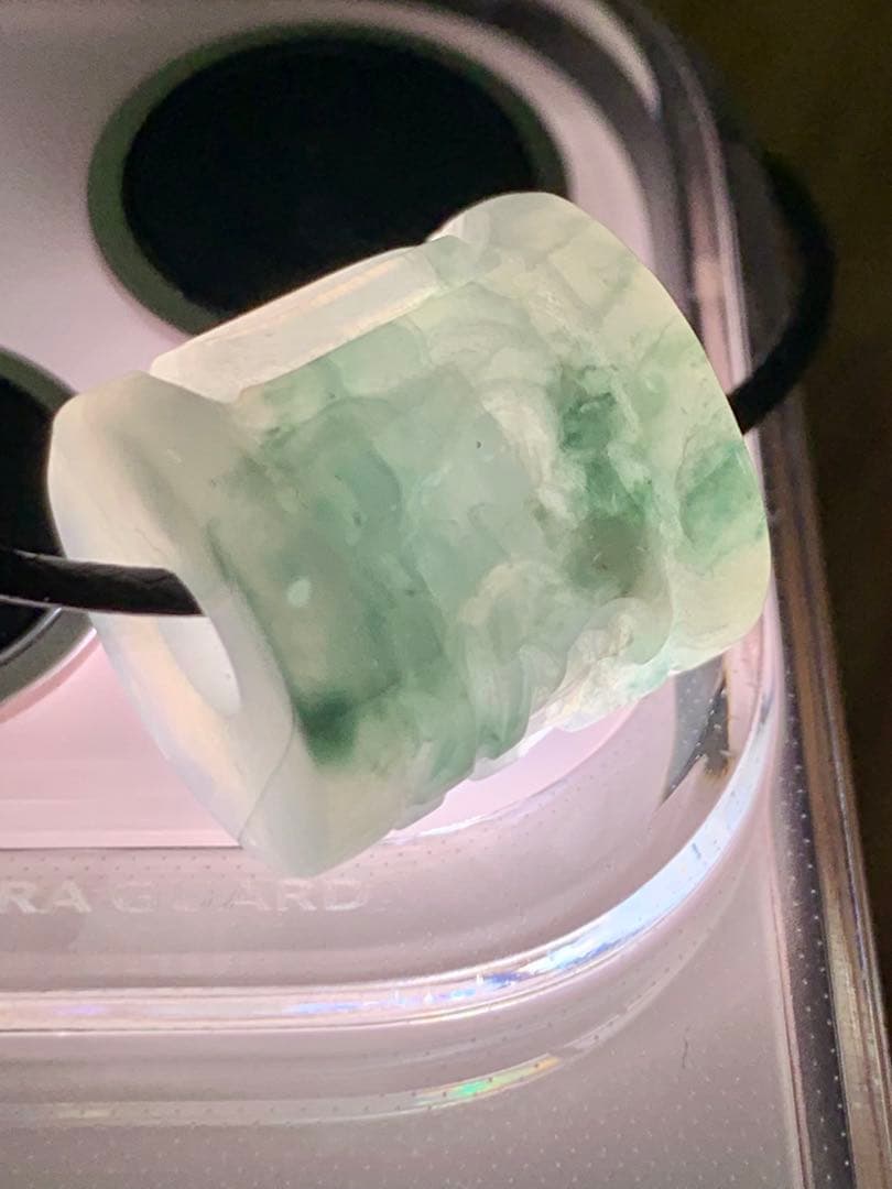 ☘本翡翠　氷種❄️六字真言　ルース⭐️路路通⭐️ネックレス　新品 0155