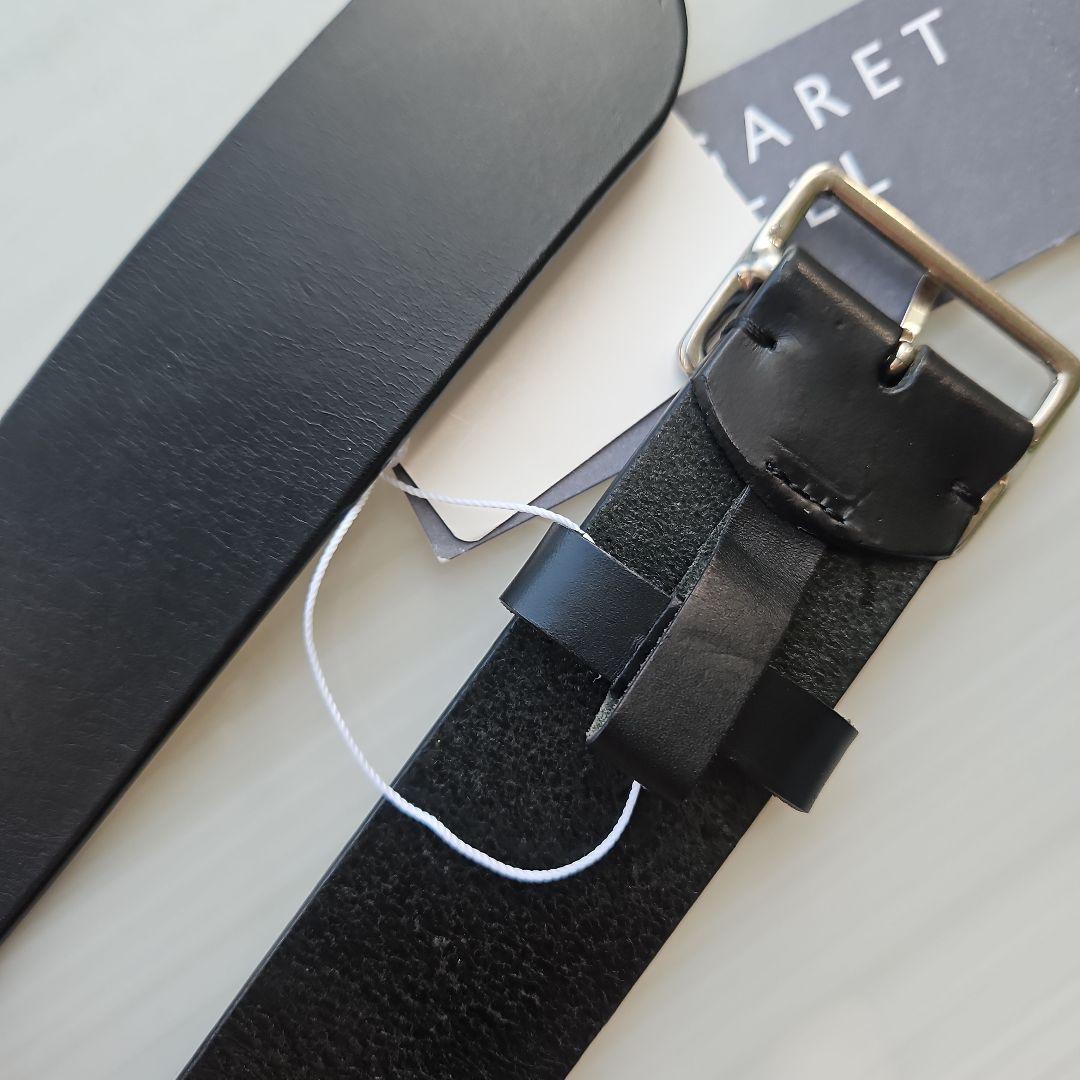 新品⭐マーガレットハウエルワイドレザーベルト⭐サイズ 1 ブラック 牛革