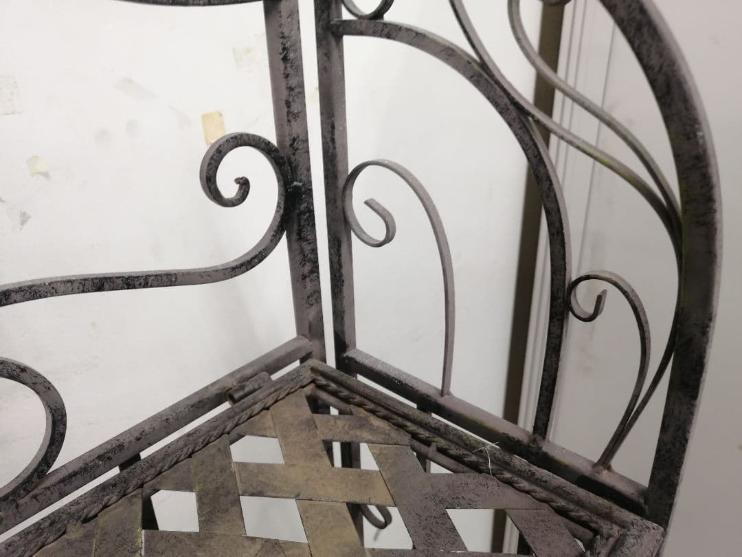 アイアン製オープンシェルフ 4段 メタル ダークグレー 花台 店舗什器 W61