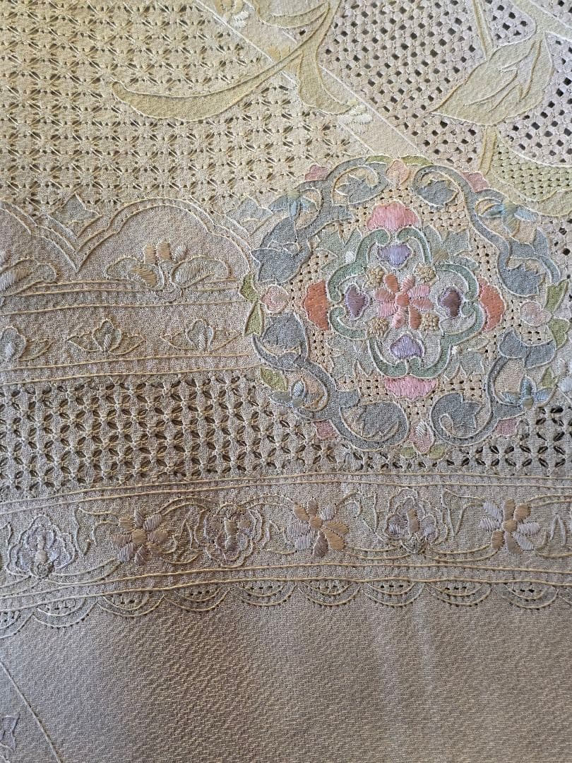 汕頭刺繍　４点フルセット　蘇州刺繍　高級訪問着　トールサイズ　唐織　高級袋帯