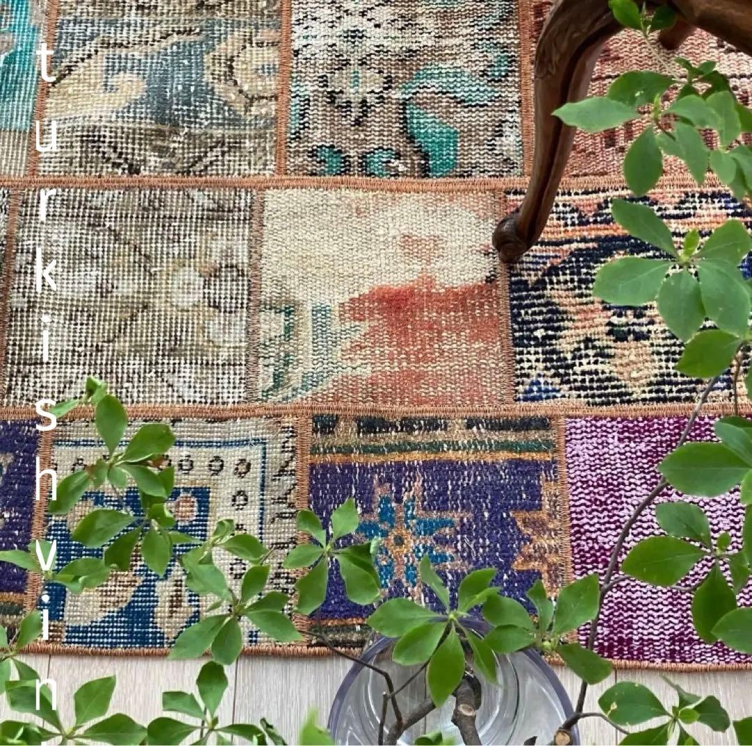 カラフル57×161✳︎パッチワーク　ランナー　ロング　トルコヴィンテージラグ