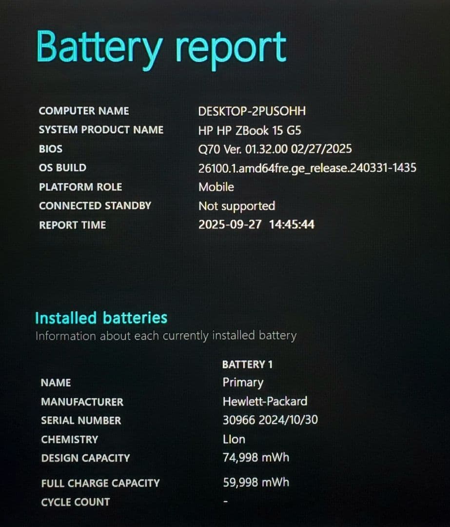 Windowsノート本体 HP Zbook Corei7 8850H Quadro P2000 32GB