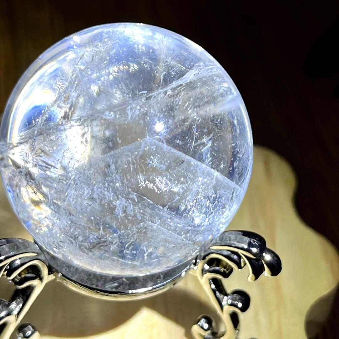 天然石　ファントム入り　アゼツライト　スフィア　　40.7㎜　台座付き