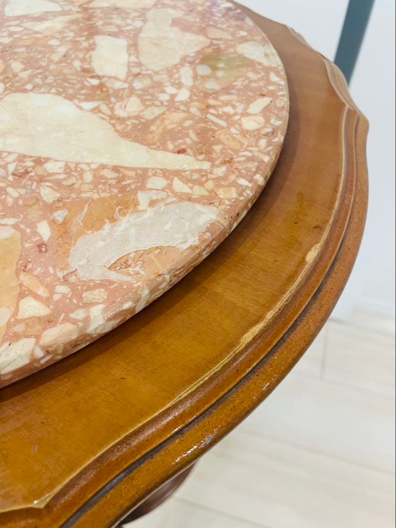送料込み　大理石 猫脚 コンソール アンティーク 木製 彫刻 天板 テーブル