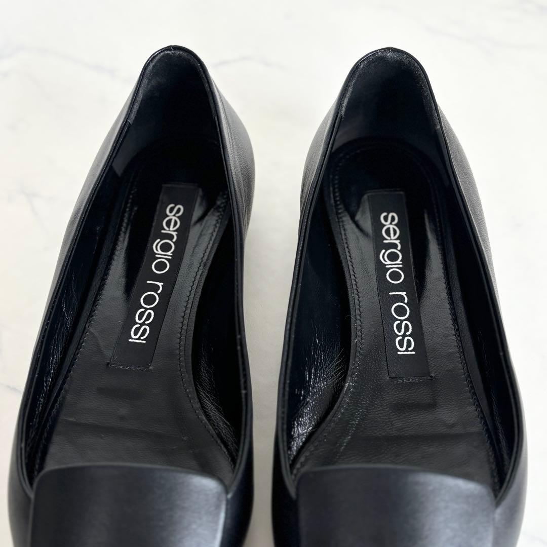 セルジオロッシ 36 SR1 バレリーナ フラットパンプス レザー ブラック