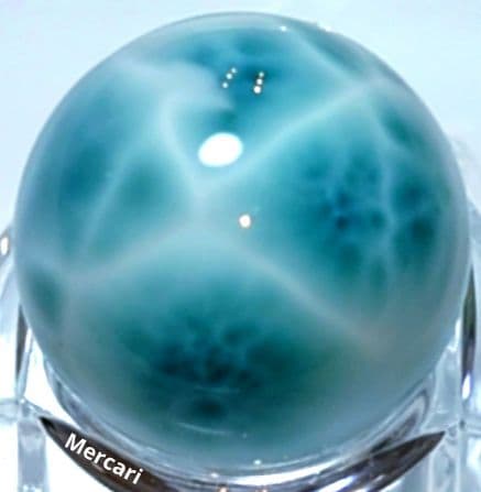 高品質ラリマー　スフィア　大玉22.3mm サッカーボール模様　極上海面模様