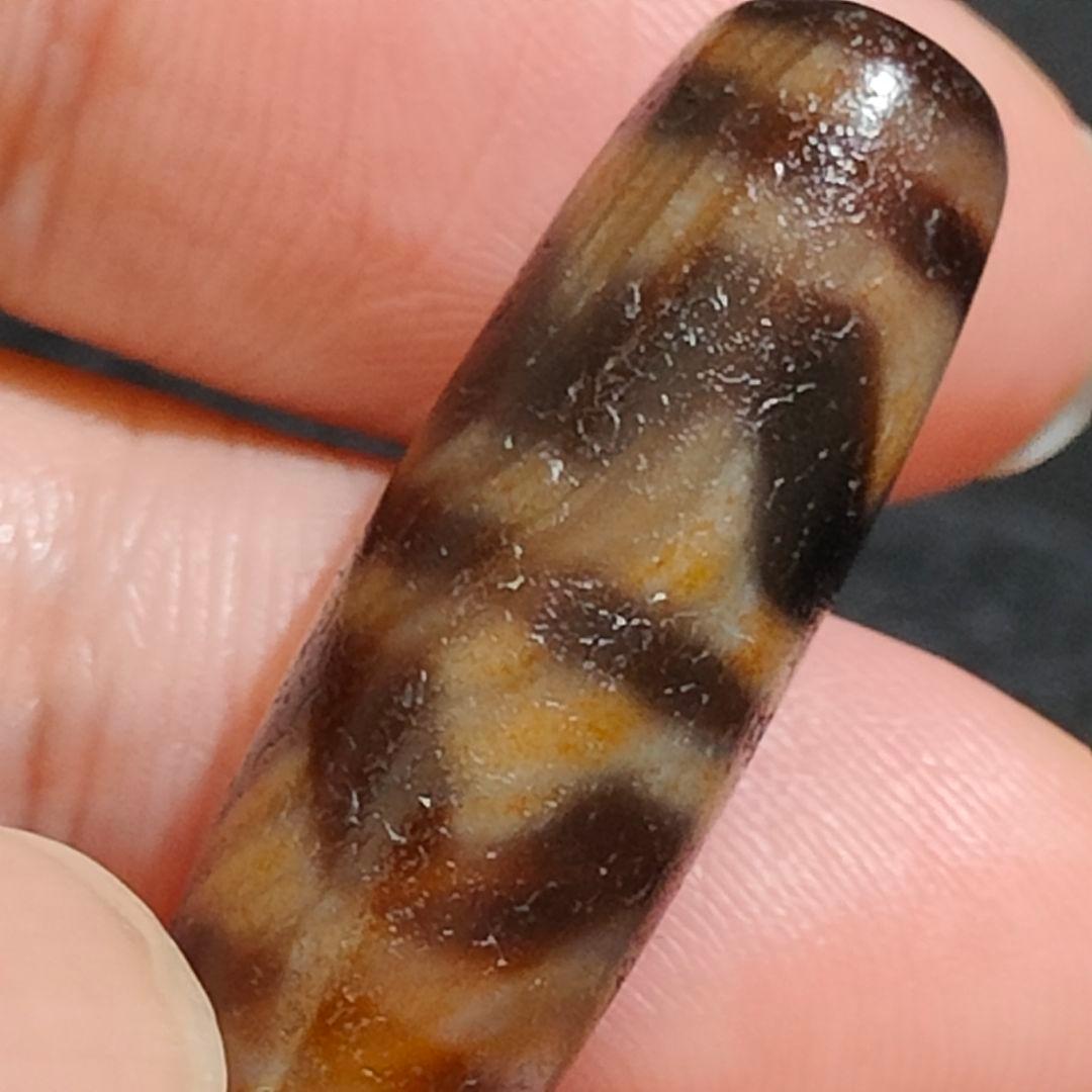 A24 老礦天珠　四線虎牙　天珠　天然石　鉱物　風水　開運　御守 ブレスレット