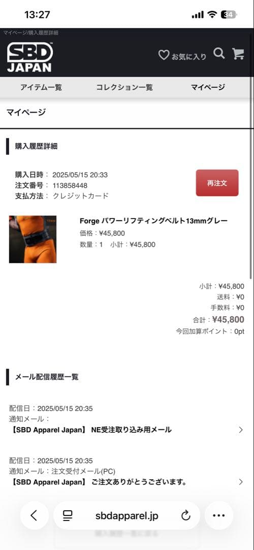 SBD Forge フォージ　パワーリフティングベルト13mmグレー　Lサイズ