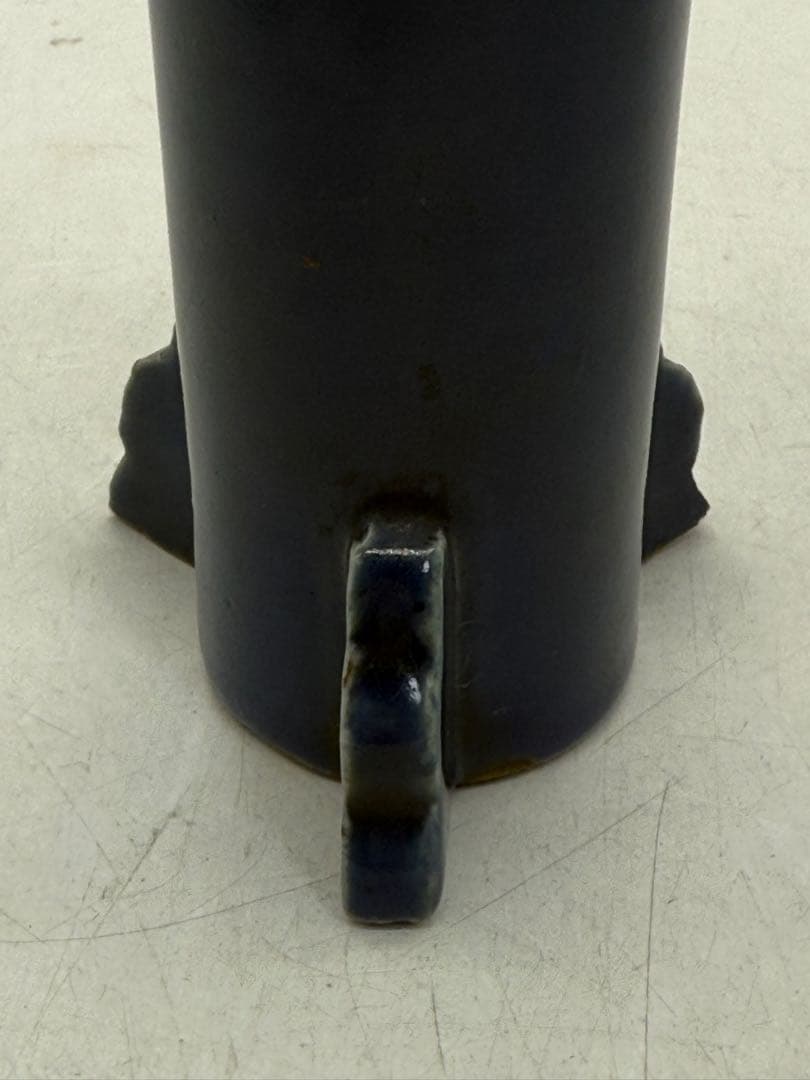 瑠璃釉　香筒　足付　霽藍　茶道具　送料込み251027