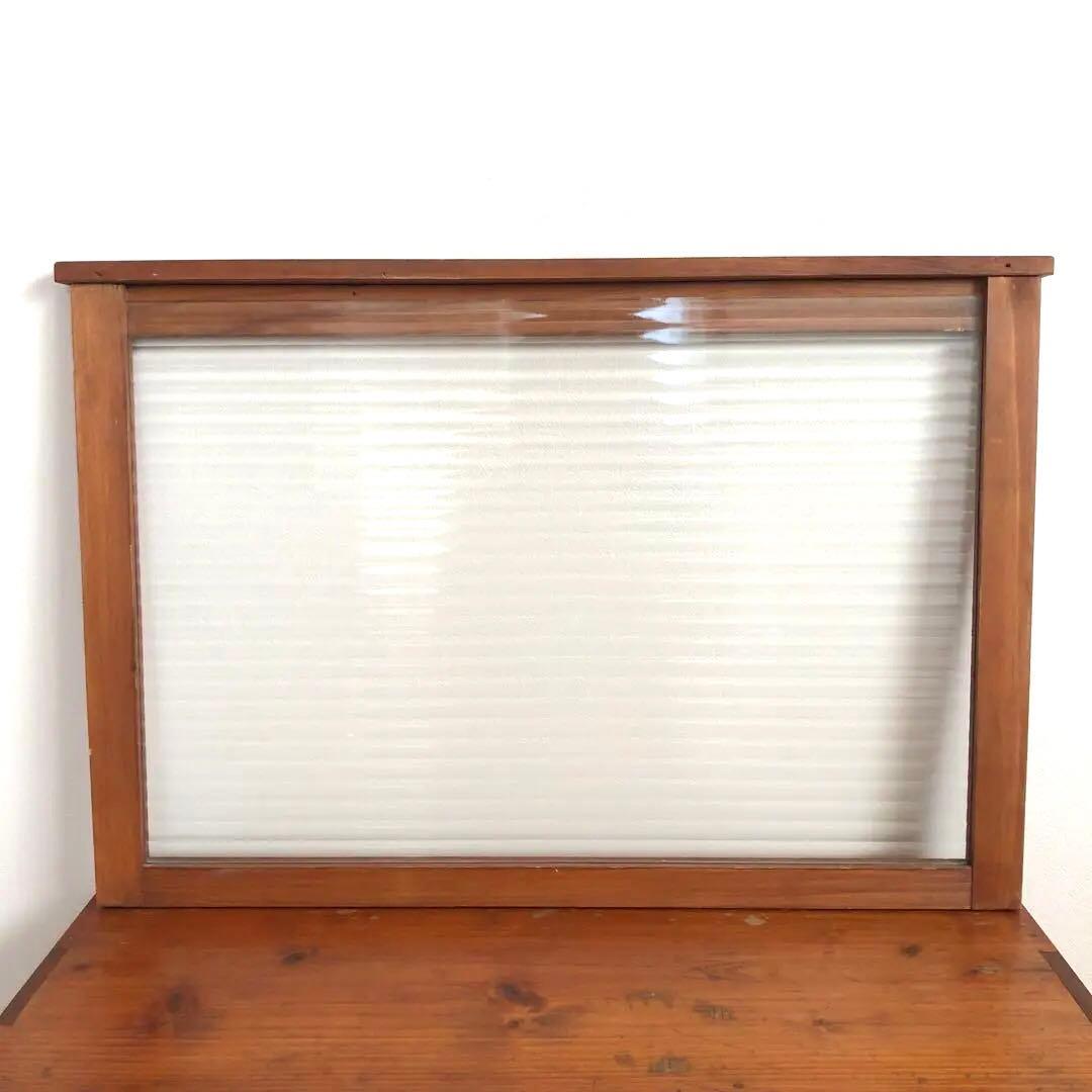 古家具　古道具　ガラス棚　ガラス戸　モールガラス　木枠