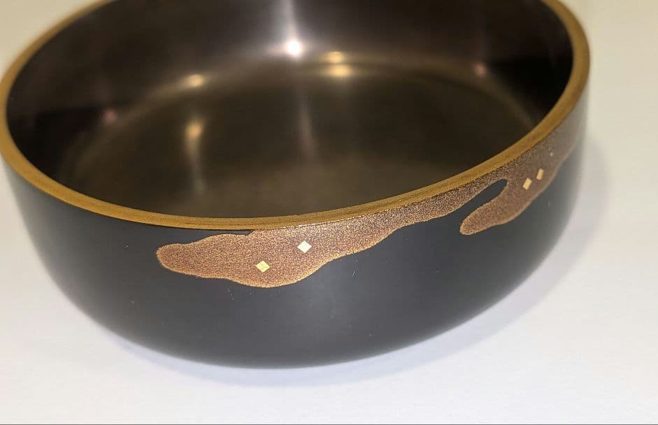 『柳橋蒔絵　棗』宗水作　茶道具　共箱共布　清水宗水　内銀溜塗　輪島塗　金