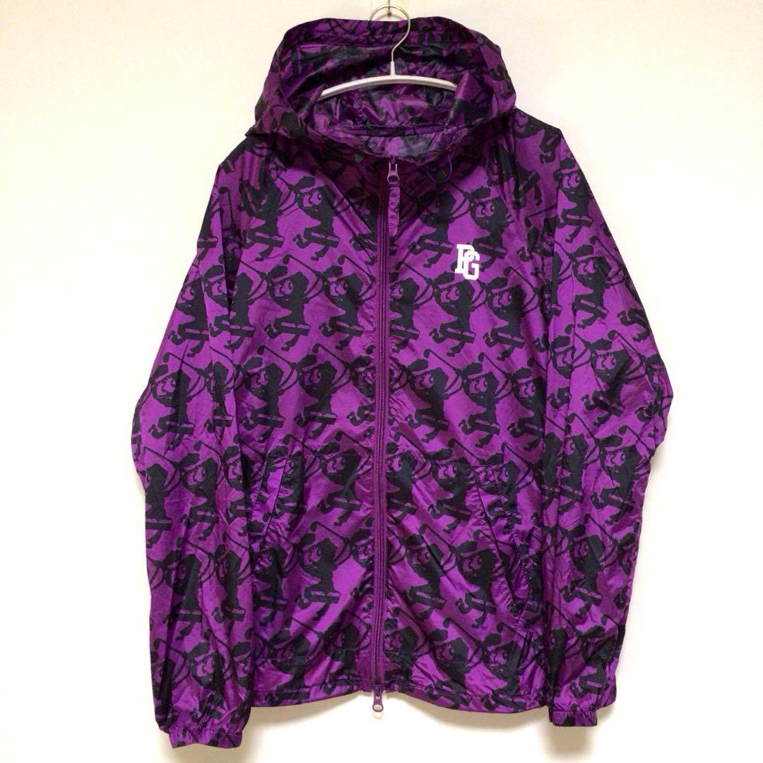 レア パーリーゲイツ×スポンジボブ コラボ 総柄 レインウェア 紫黒 0 極美品