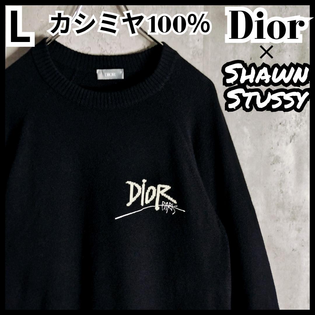 極美品★ディオール ショーン・ステューシー カシミヤ100％ ロゴ刺繍 ニット