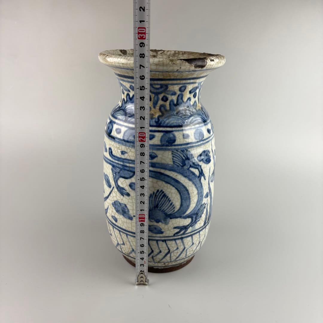 中国 花瓶 花入れ 染付 花器