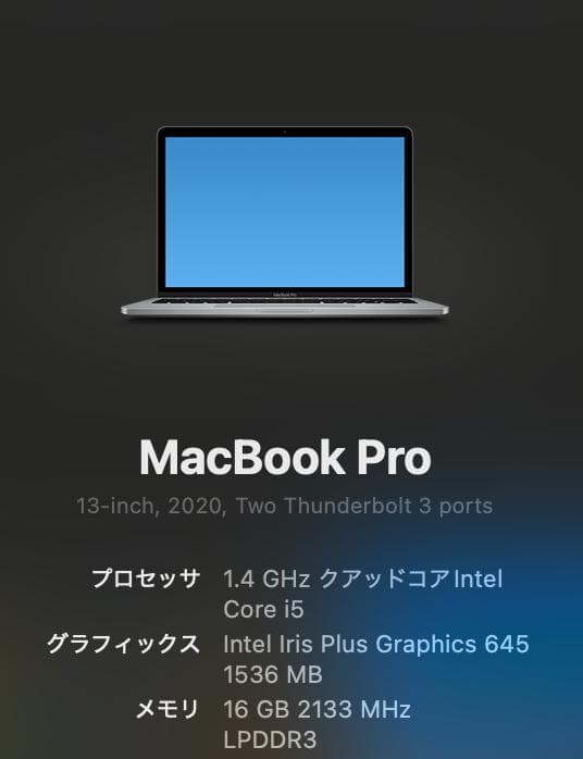 プロフさん専用　MacBookPro 2020 i5 13 16/256SSD