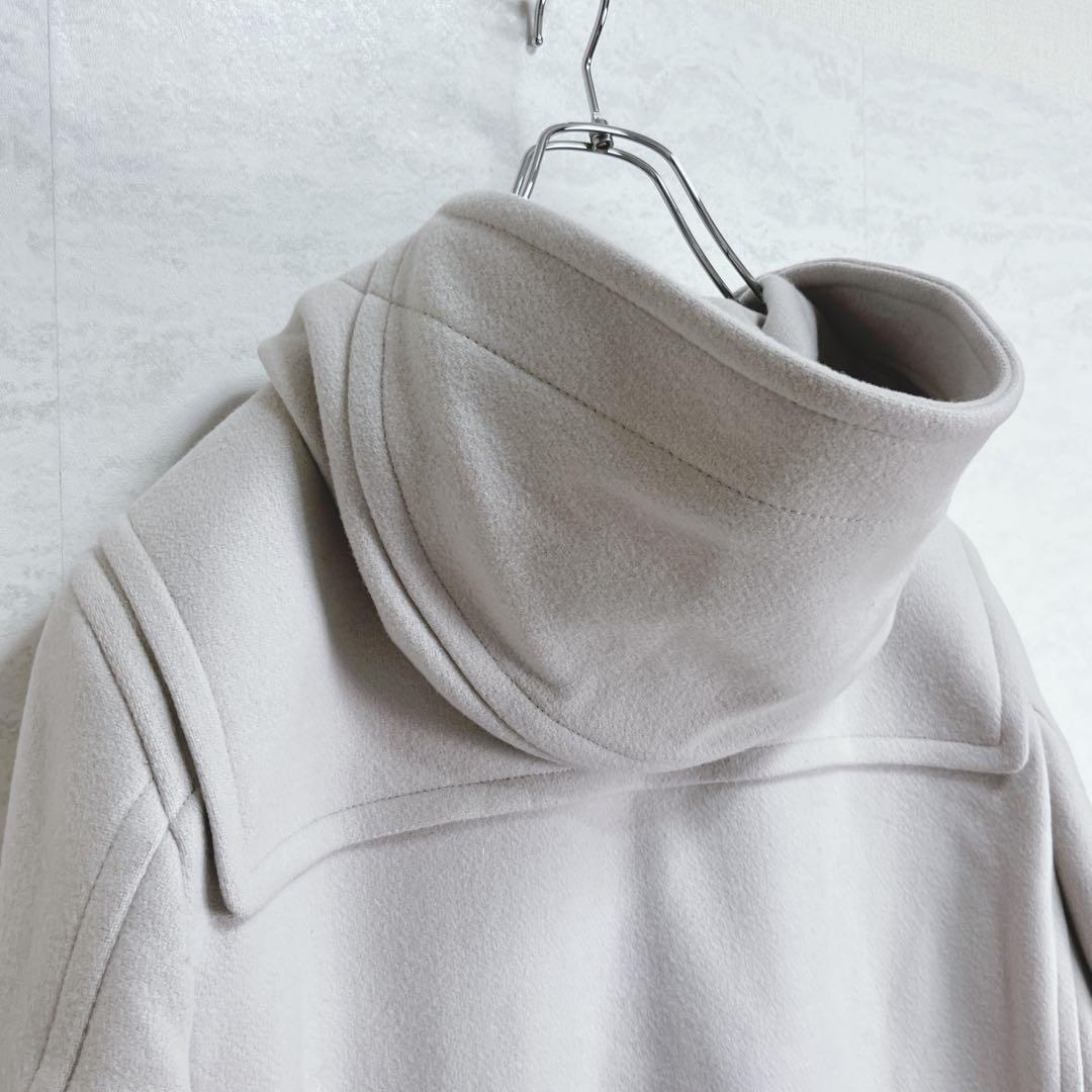 『エストネーション』ダッフルコート カシミヤ混 グレージュ ダブルジップアップ