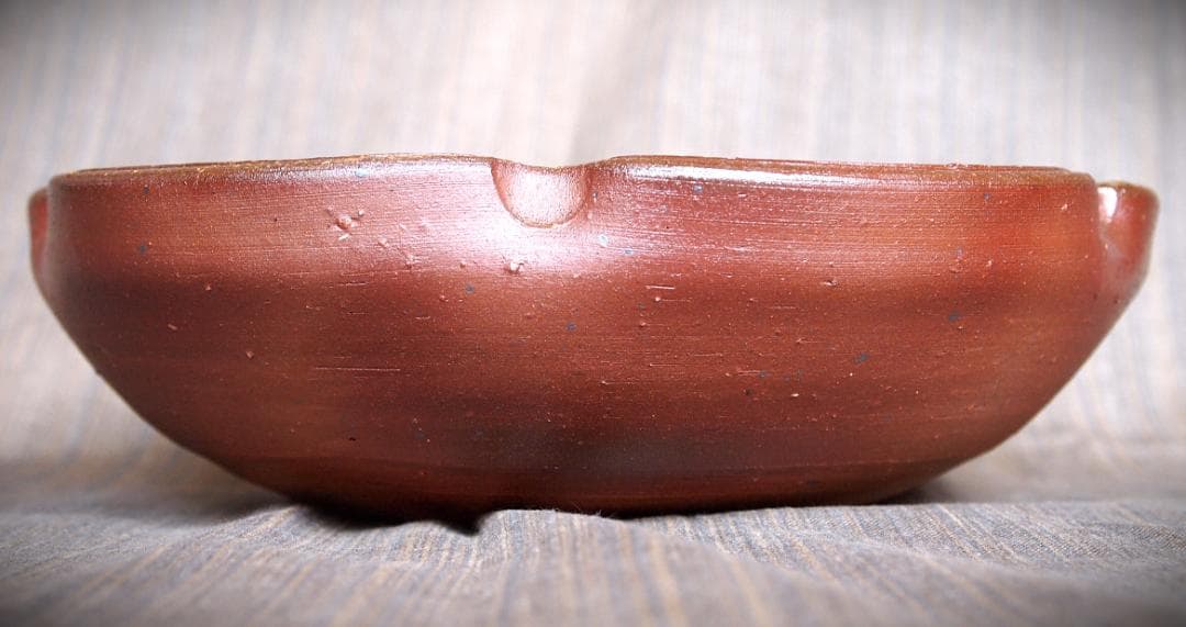 人気作家★藤原喜久代【師：辻清明】備前梅鉢（２３，５ｃｍ）★緋襷★共箱