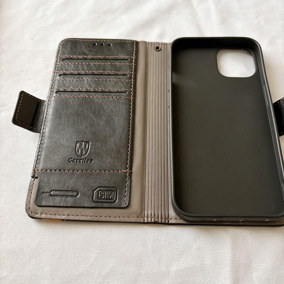 iPhone 13 ケース 手帳型ケース カード収納 スタンド ブラック