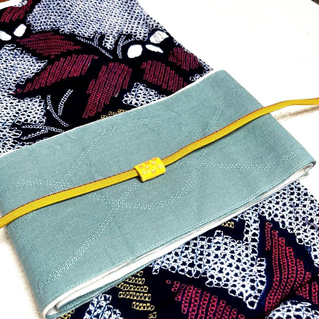 有松鳴海絞り夏着物 浴衣 大輪花繋ぎ菖蒲柄 洗い済み