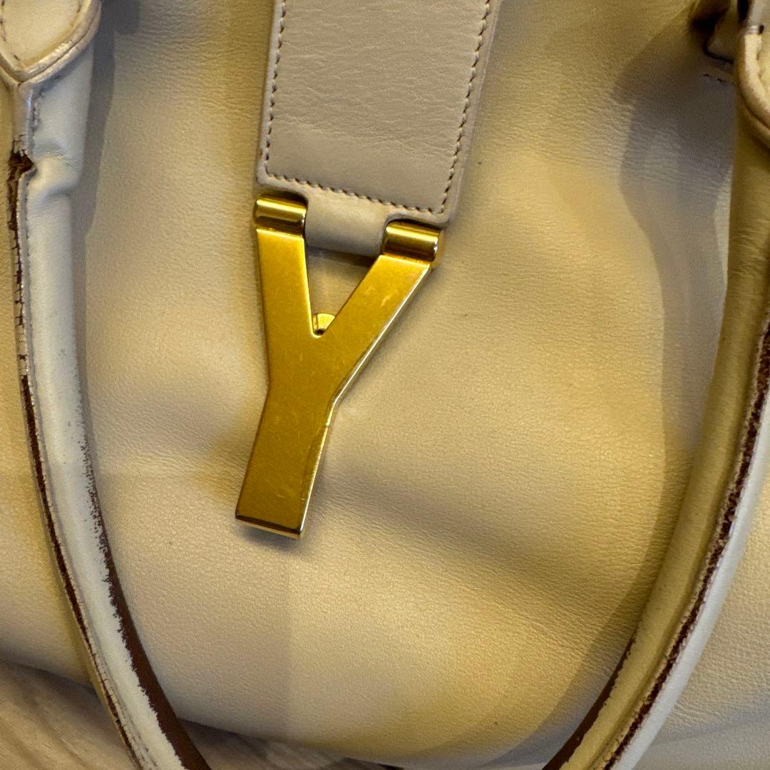 サンローラン　YVES SAINTLAURENT Yラインハンドバッグベージュ