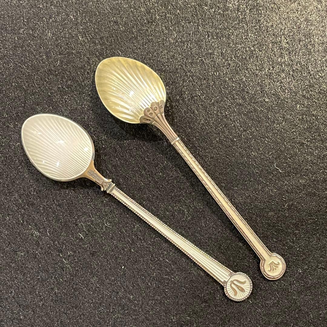 デヴィット アンデルセン カトラリー スプーン シルバー 純銀 ホワイト 七宝焼