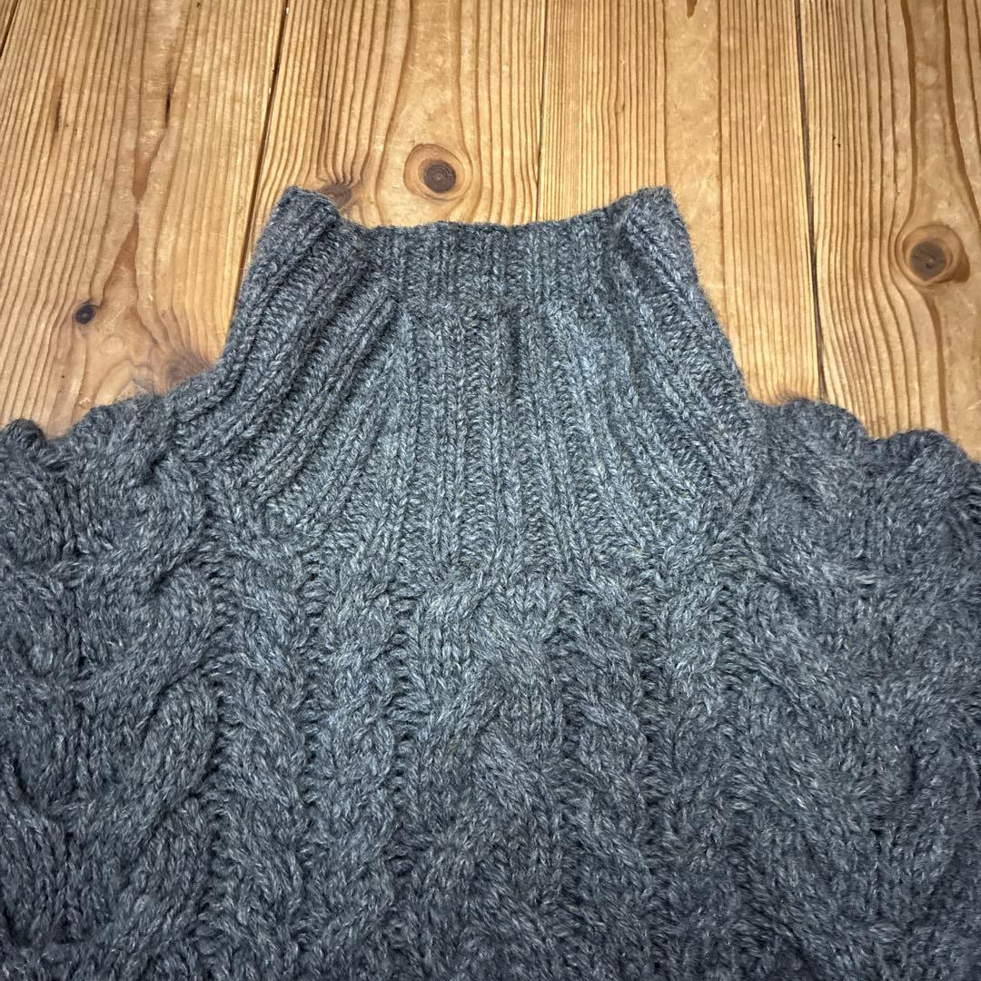 ラルフローレン　L ハンドニット　グレー　編み　ケーブルニット　ハイネック