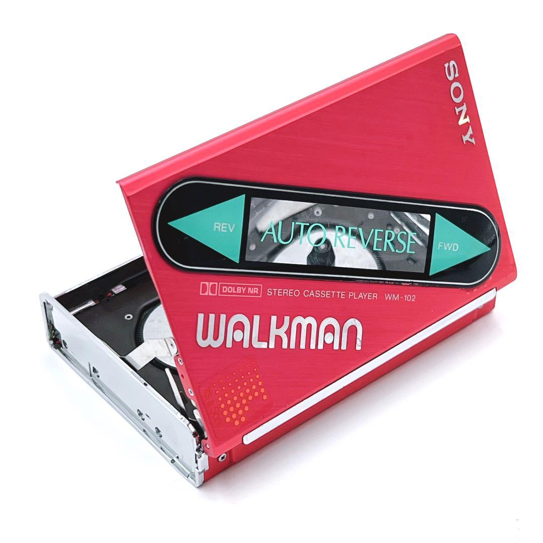 【美品・動作品】 SONY WM-102 カセットウォークマン 音出しOK 赤色