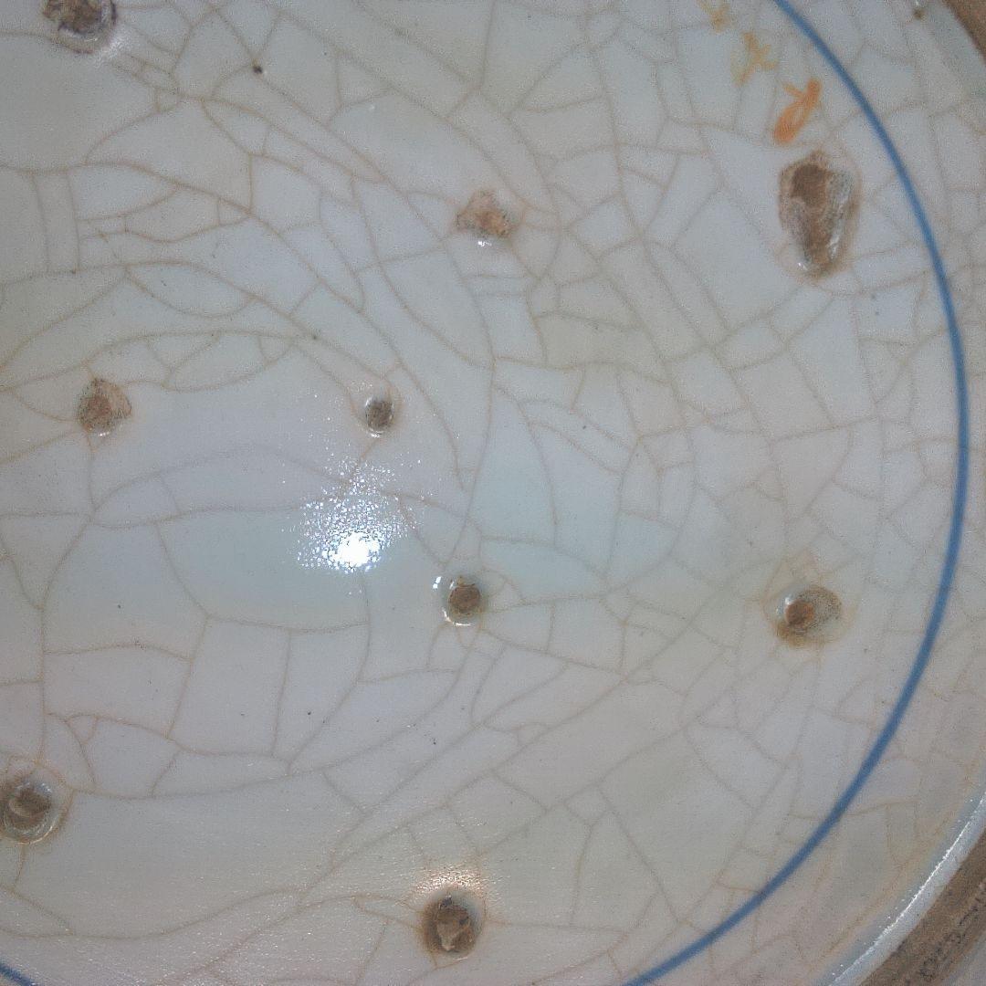 骨董６青い花柄の陶磁器平皿