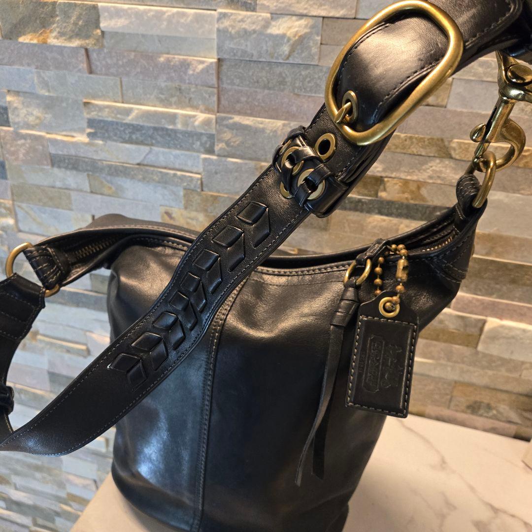 COACH オールド コーチ　ダッフル　ショルダーバッグ　バケツ型　レザー　黒
