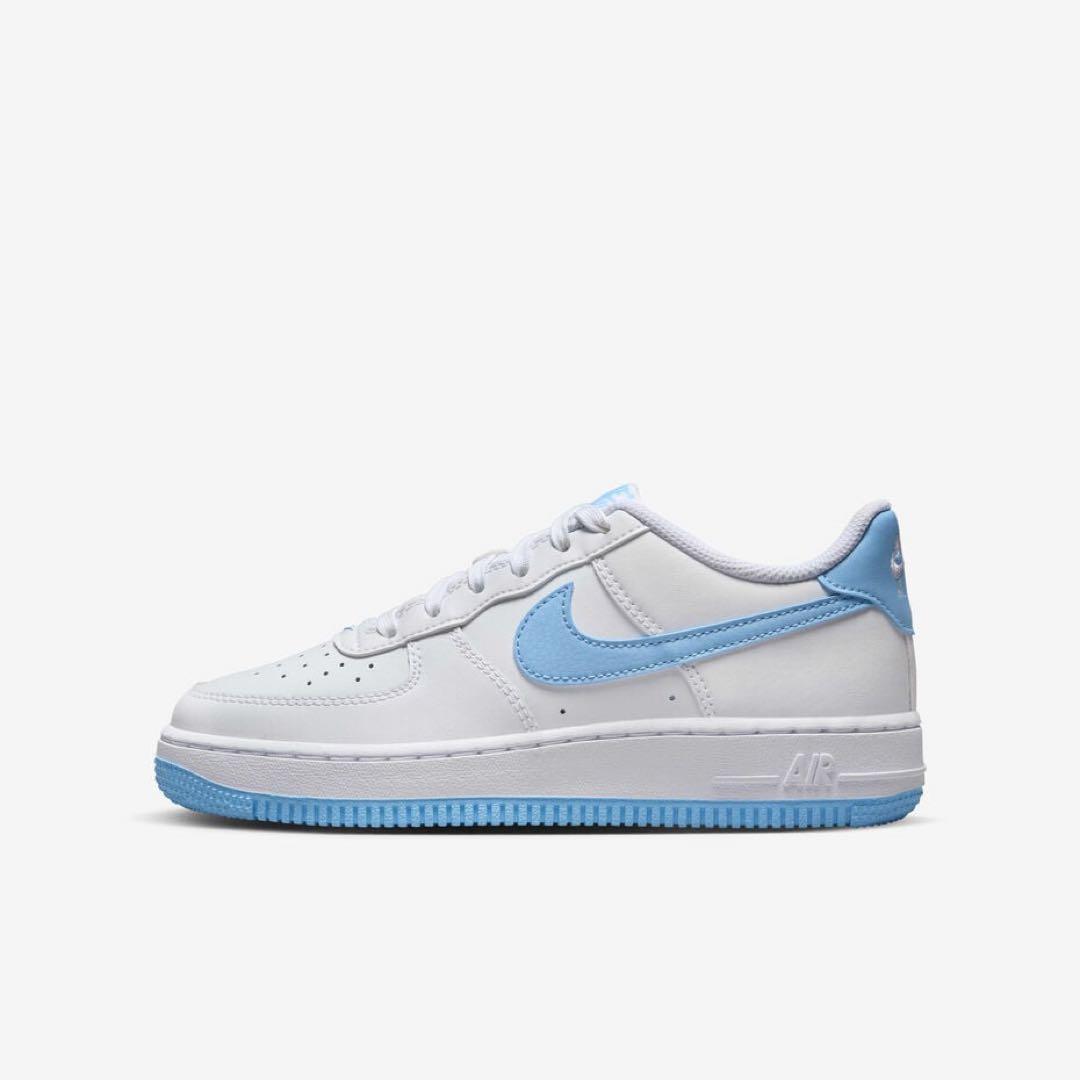 【新品24.5cm】NIKE｜エアフォース１GS｜ホワイト/アクエリアスブルー