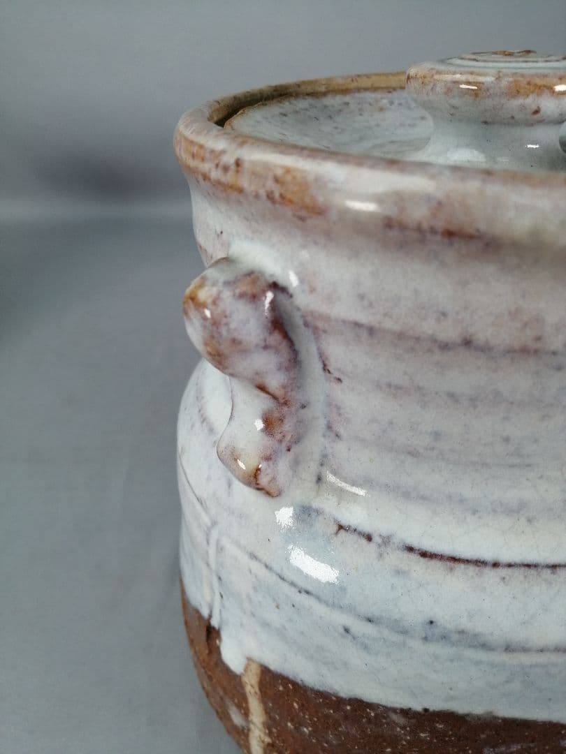 【茶事具】橘正峰造　萩焼耳付き水指　水指413