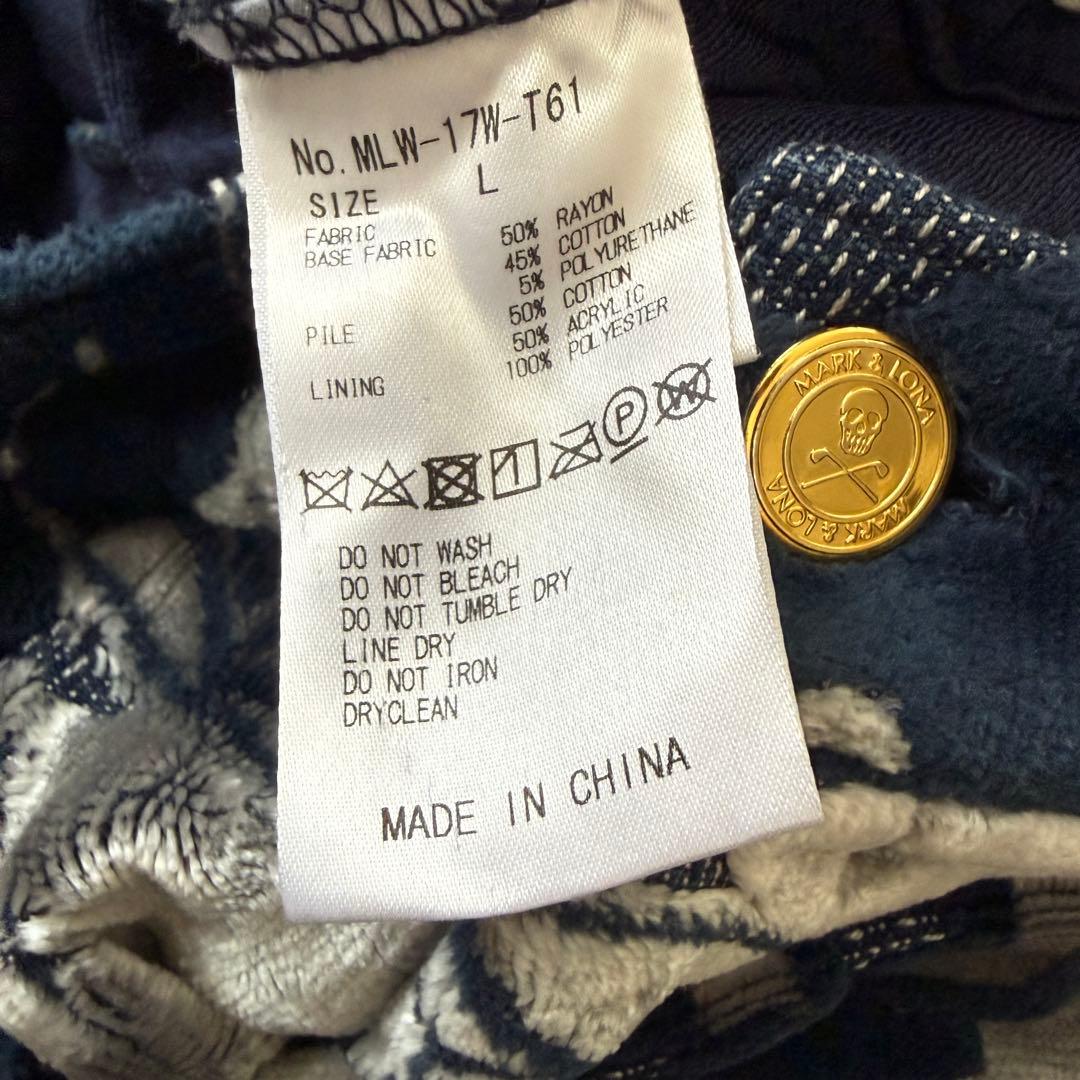 秋冬モデル　防寒　起毛　マークアンドロナ　パンツ　M〜L相当 総柄　紺　ネイビー