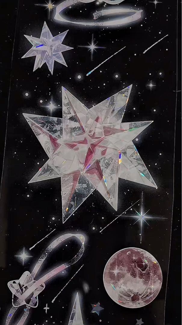 【9461】海外　マステ　3/5/巻　貝殻光マスキングテープ　惑星　ピンク装飾系