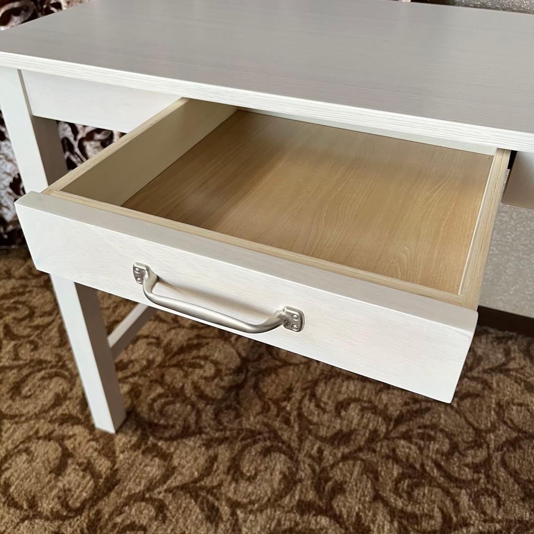 不二貿易 デスク机 幅90×奥行45×高さ72cm ホワイト木製 引出収納付き