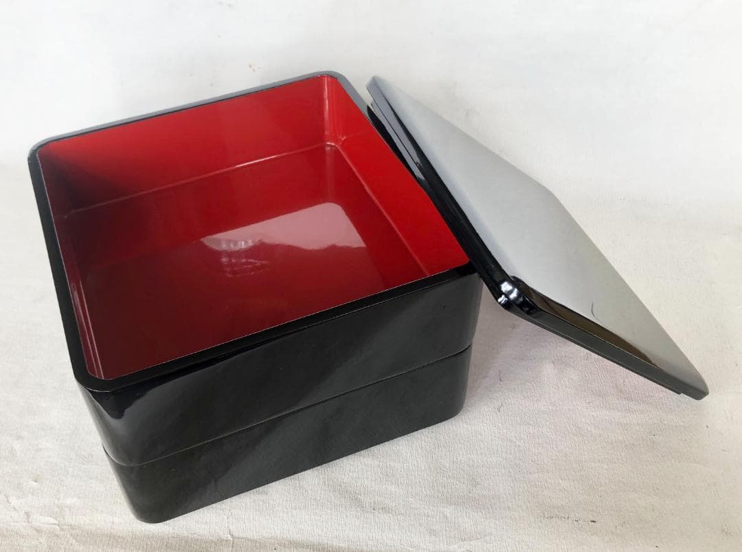 重箱 おせち 2段重 木製漆塗 黒 7寸 内朱 21cm 漆器 アウトレット