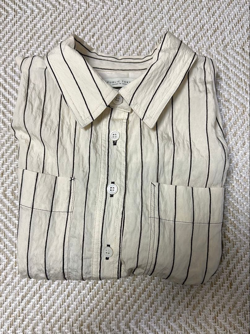 PUBLIC TOKYO ダブルポケットレーヨンショートシャツ　WHITE2