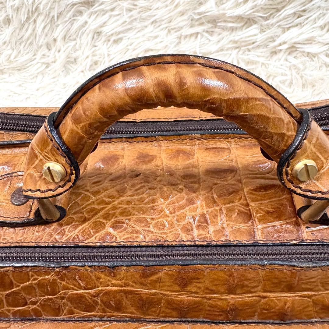 ✨良品✨ バリー　クロコ型押し　ミニボストンバッグ　ビジネスバッグ　ユニセックス